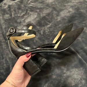 Marc Fisher Pointed Toe Block Heel Pump Black Size 8.5